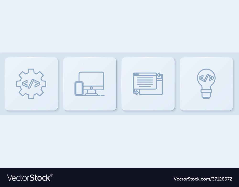 Set Line Front End Entwicklung ui oder ux design vector image Set Line Front End Entwicklung ui oder ux design