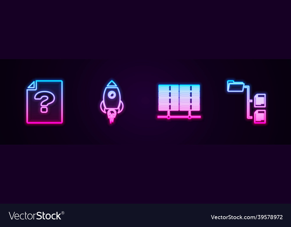 Set line unknown document rocket ship with fire Vector Image Set line unknown document rocket ship with fire