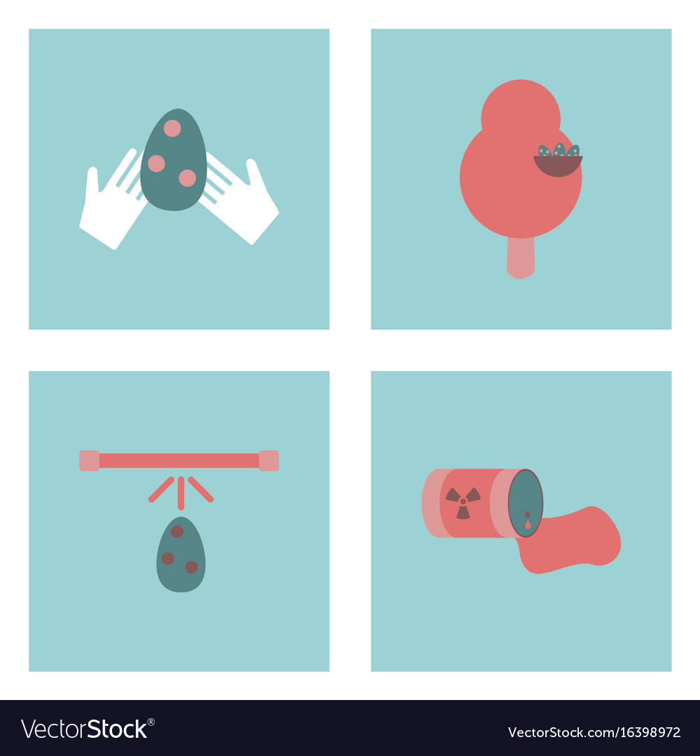 Set of modern eco system icons in flet style