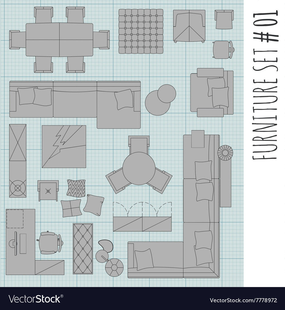 Standard furniture symbols used in architecture