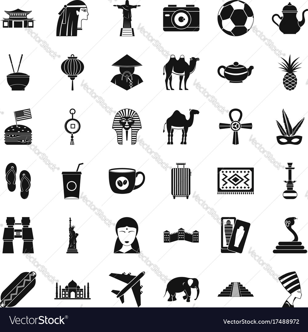 Tour icons set simple style vector image