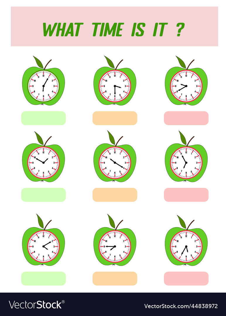 What time is it learning on the clock vector image What time is it learning on the clock