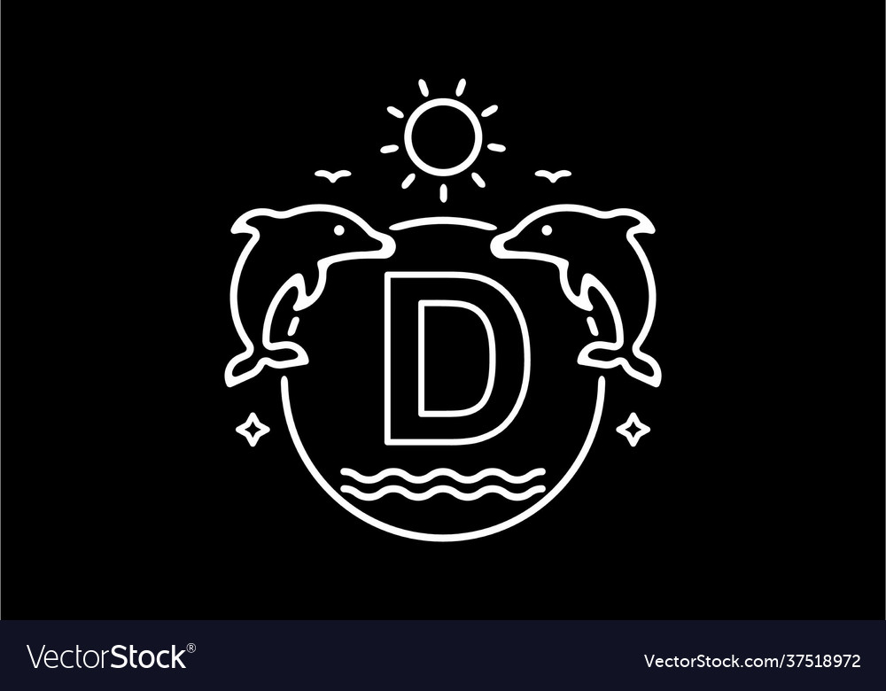 White black line art d initial name Royalty Free Vector