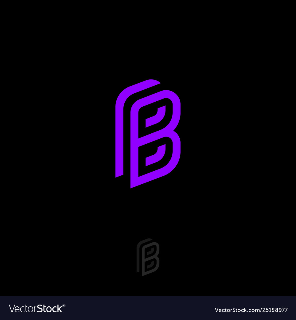 B violet monogram letter linear logo Royalty Free Vector