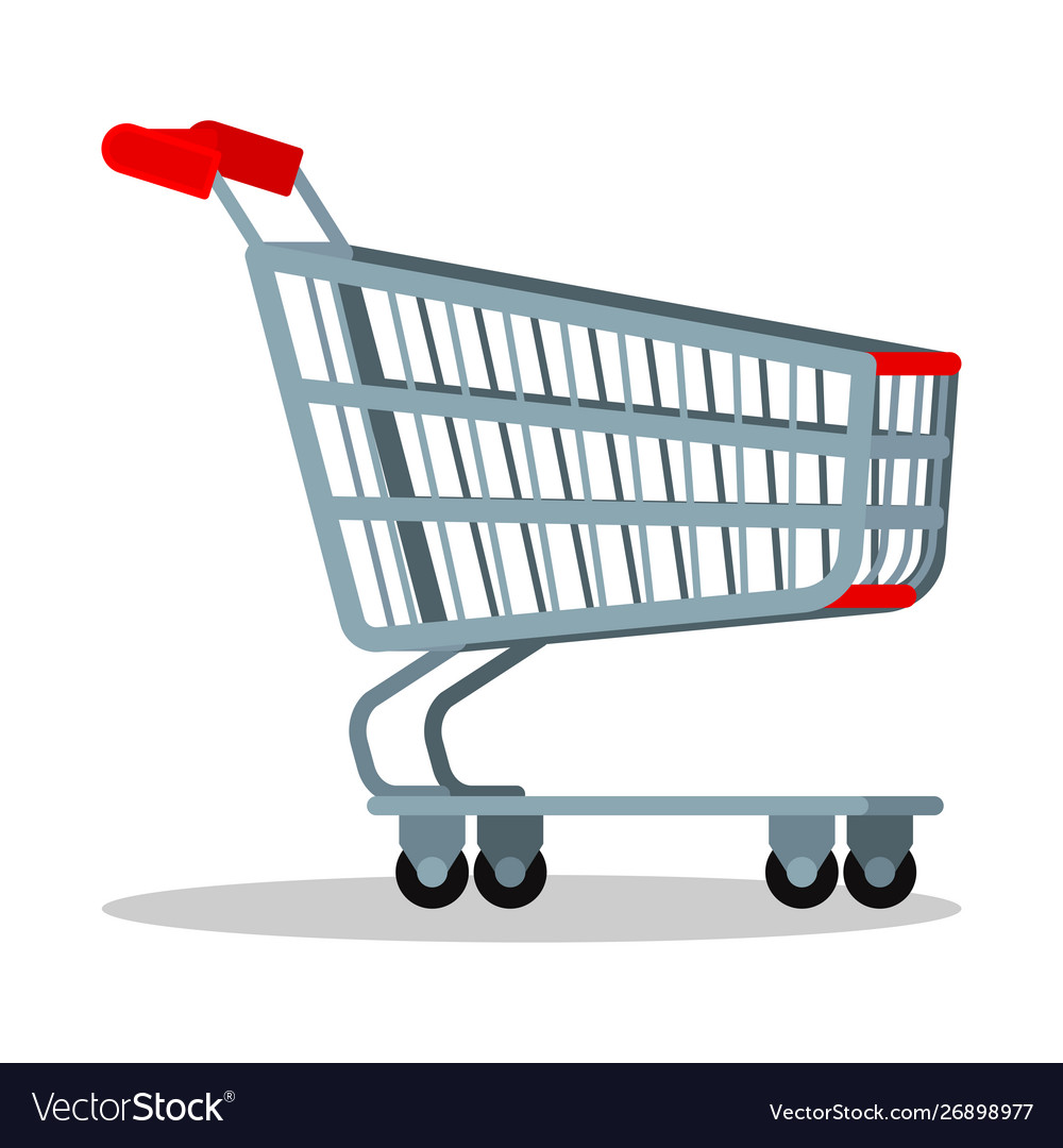 Empty supermarket chrome metal trolley cart vector image Empty supermarket chrome metal trolley cart