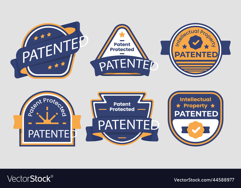 Gradient patented label set Vector Image Gradient patented label set