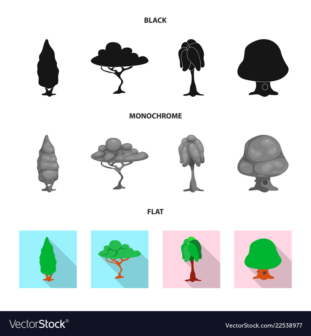 Isolated object of tree and nature symbol set