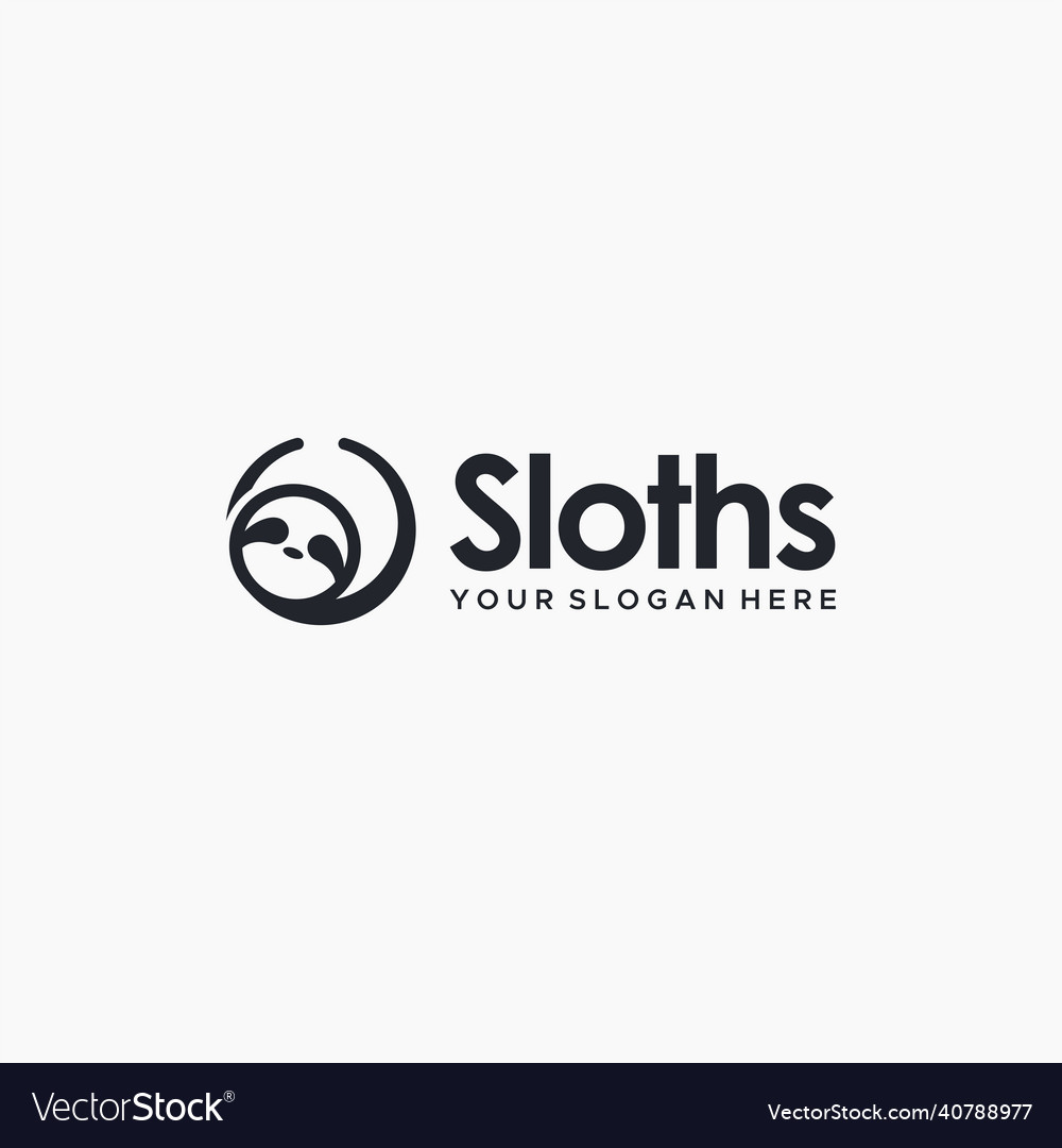 Minimalist sloths silhouette animals logo design