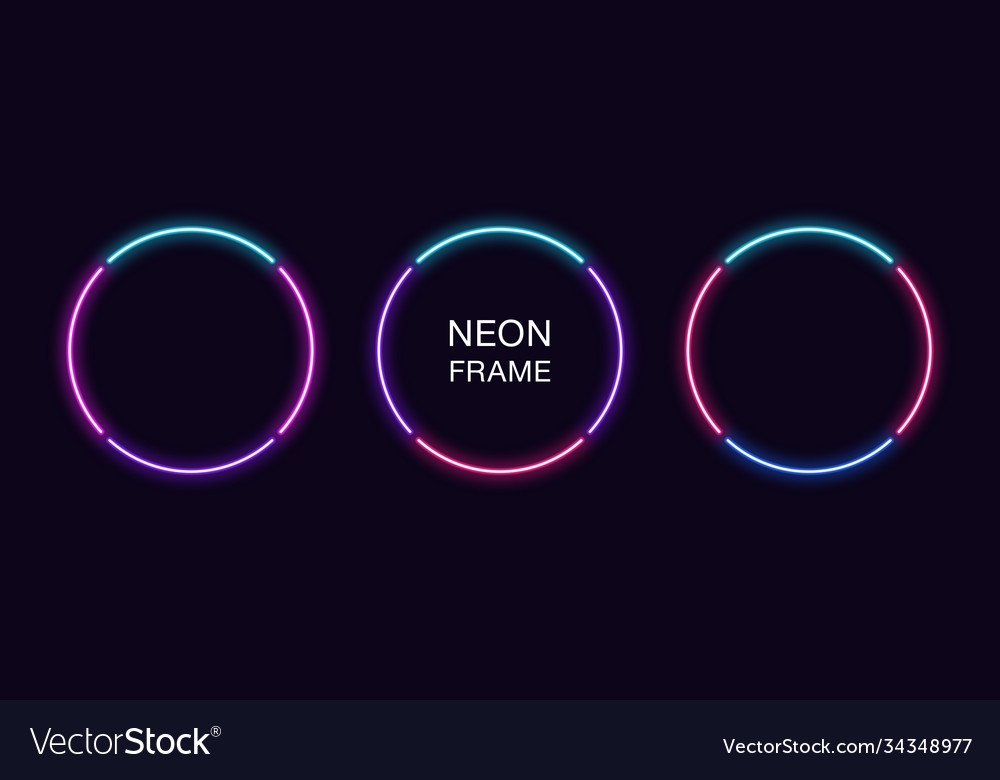 Neon circle frame set round border in 4