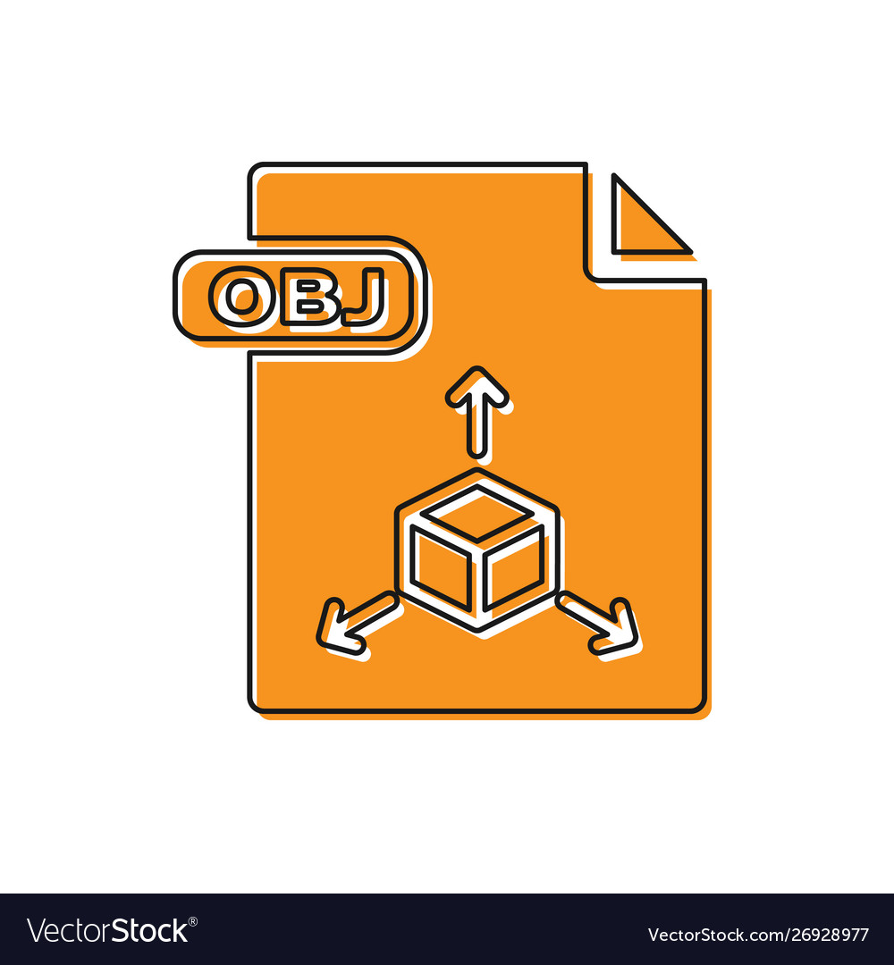 Orange obj file document download button icon vector image Orange obj file document download button icon