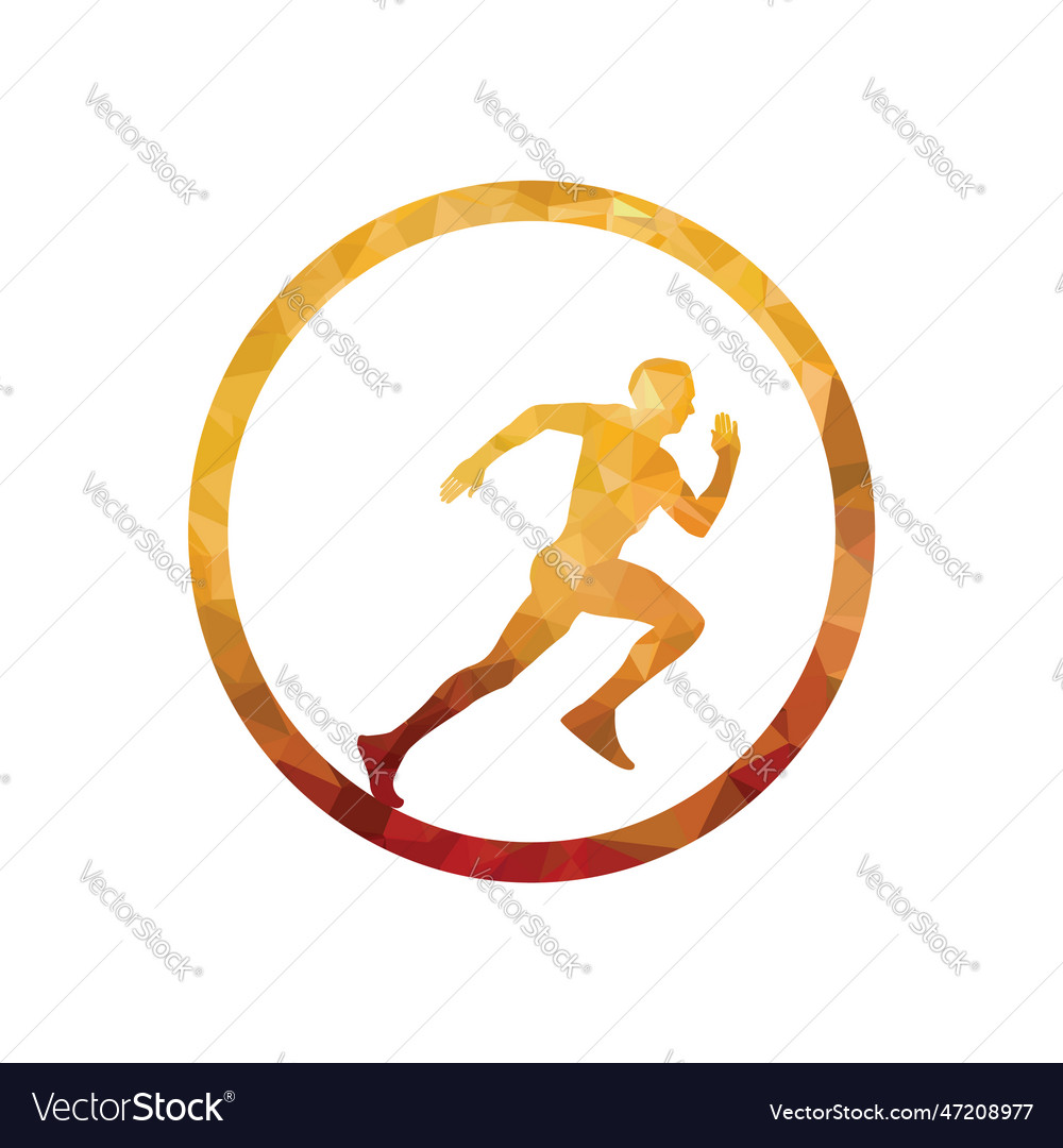 Running man simple inside of ring golden pattern vector image Running man simple inside of ring golden pattern