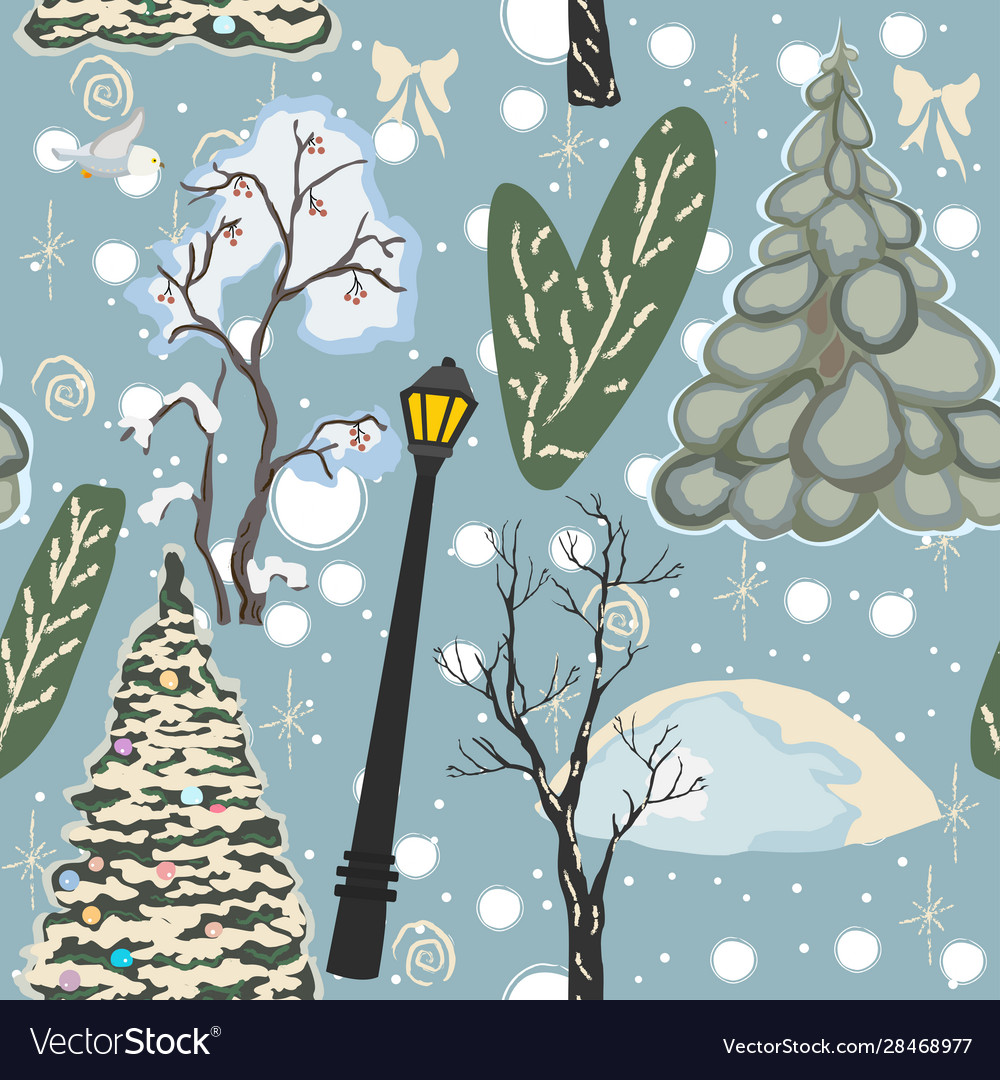 Seamless pattern with really cute trees