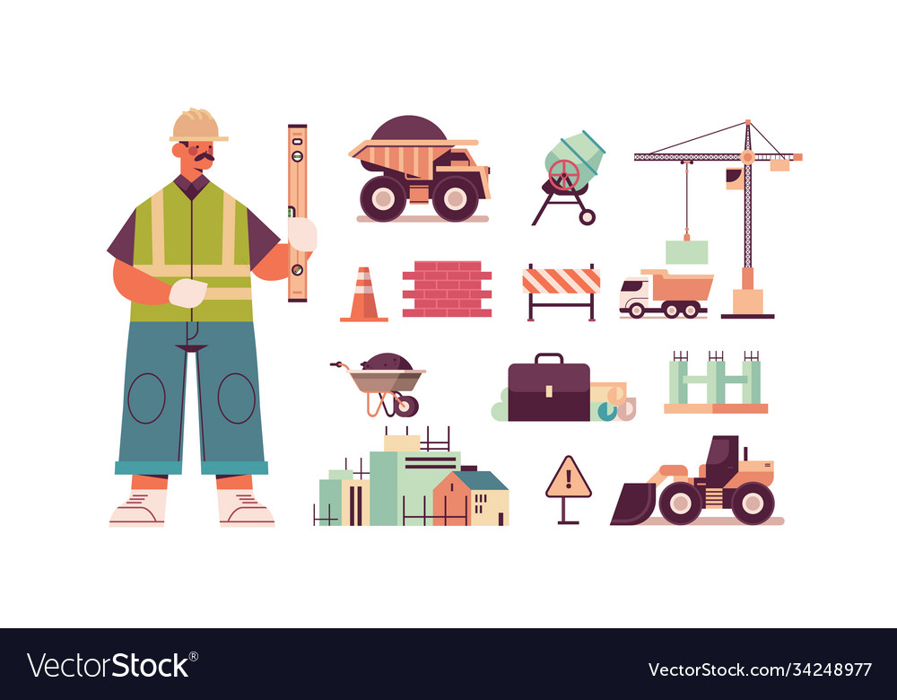 Set engineering tools icons and engineer