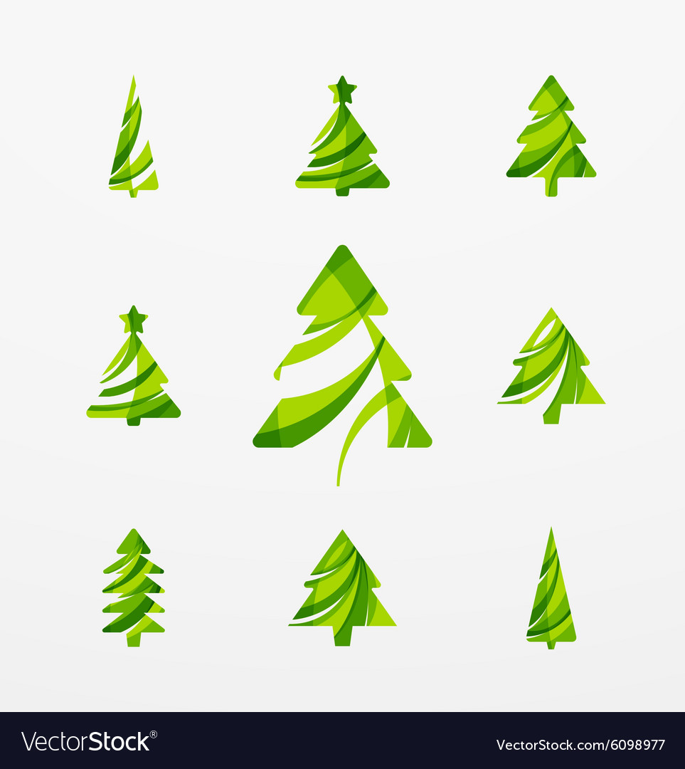 Satz von abstrakten Weihnachtsbaum Icons Geschäft