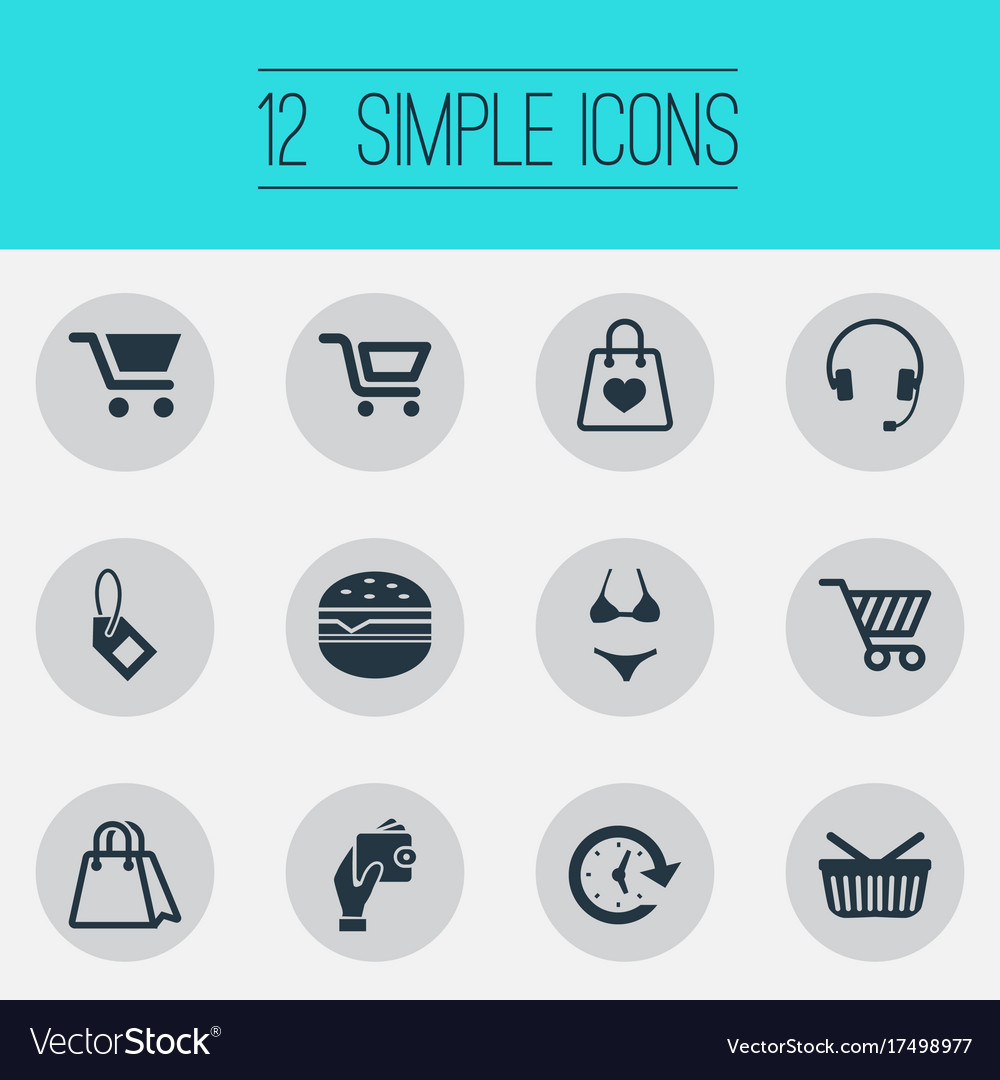 Set of simple basket icons