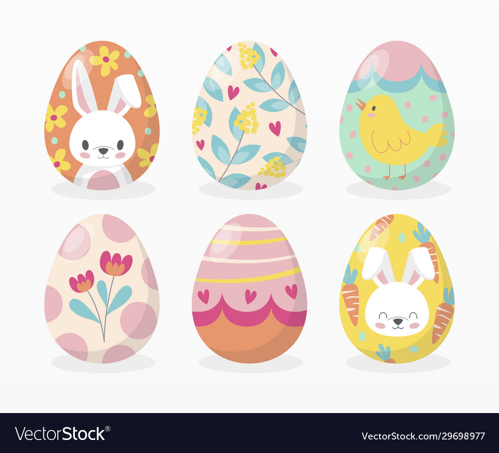 Variety easter eggs set vector image Variety easter eggs set