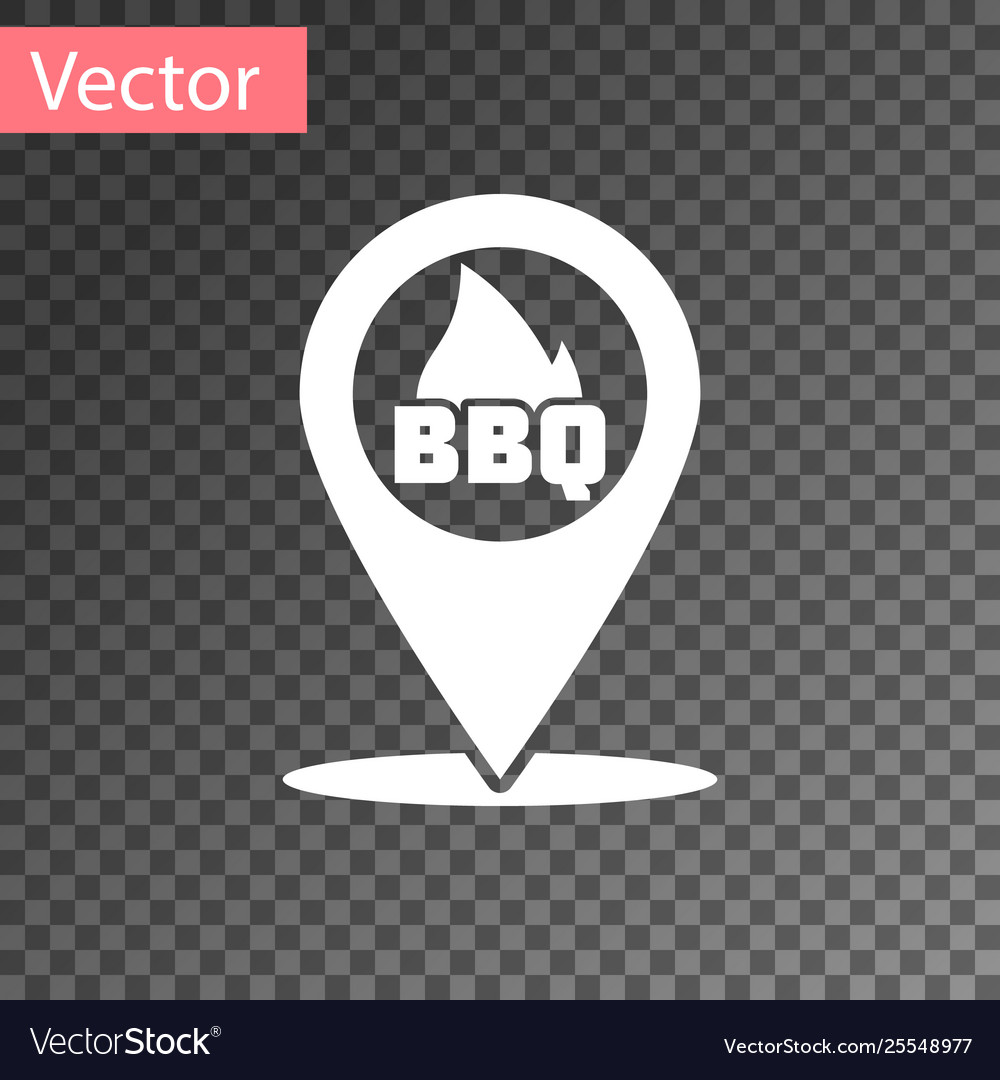 White map pointer with barbecue icon isolated vector image White map pointer with barbecue icon isolated