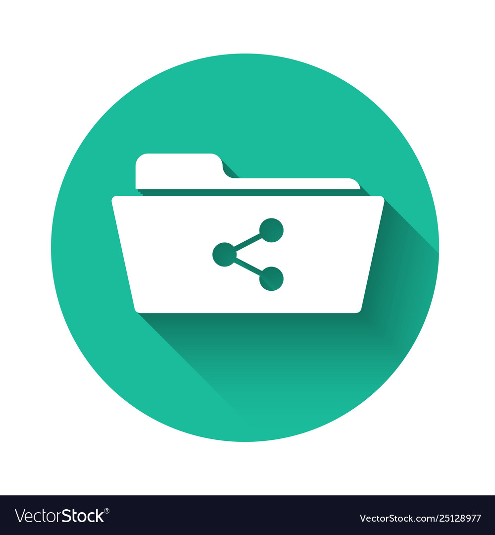 White share folder icon isolated with long shadow vector image White share folder icon isolated with long shadow