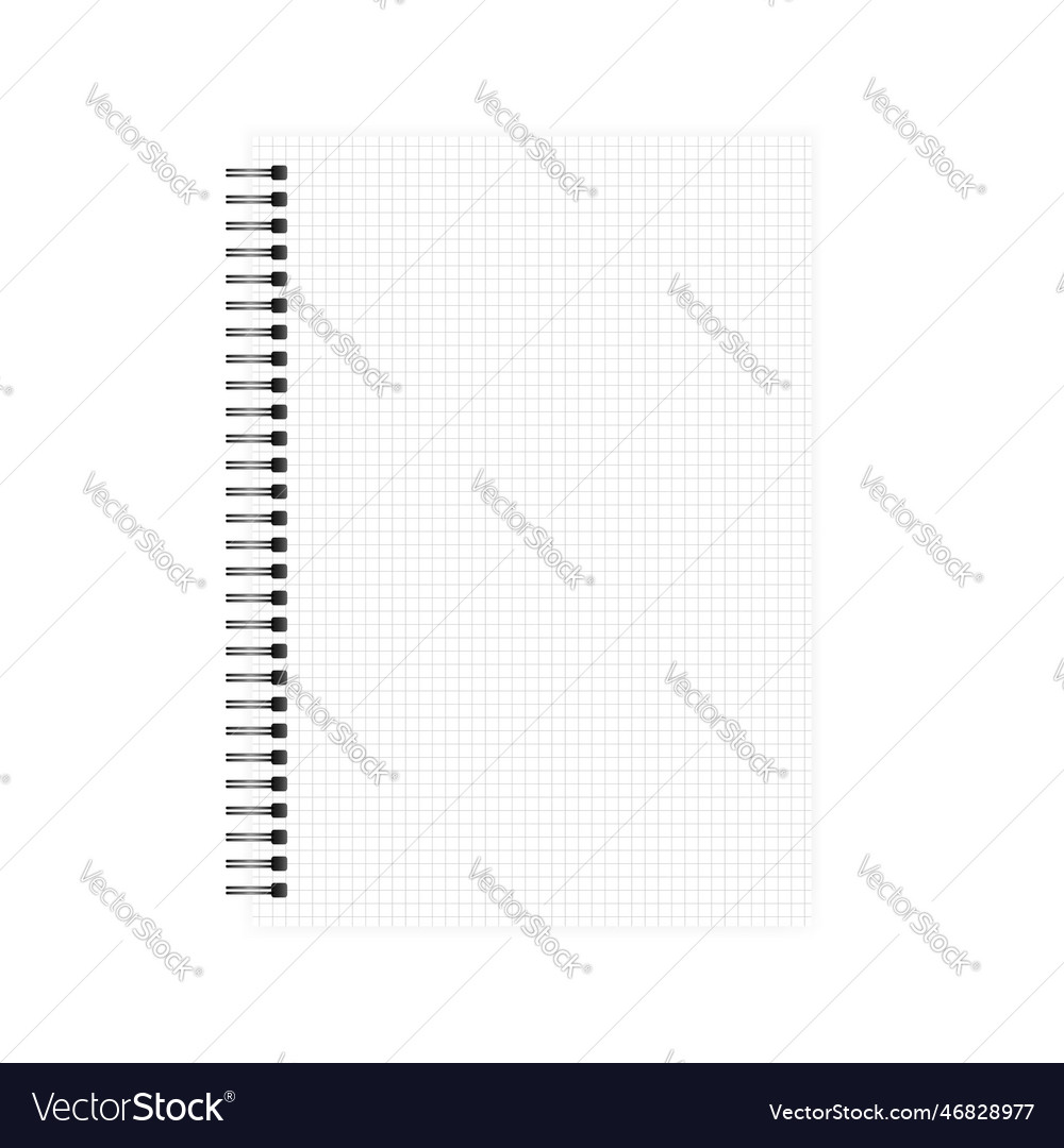 Wire spiral a4 notebook blank squared page vector image Wire spiral a4 notebook blank squared page