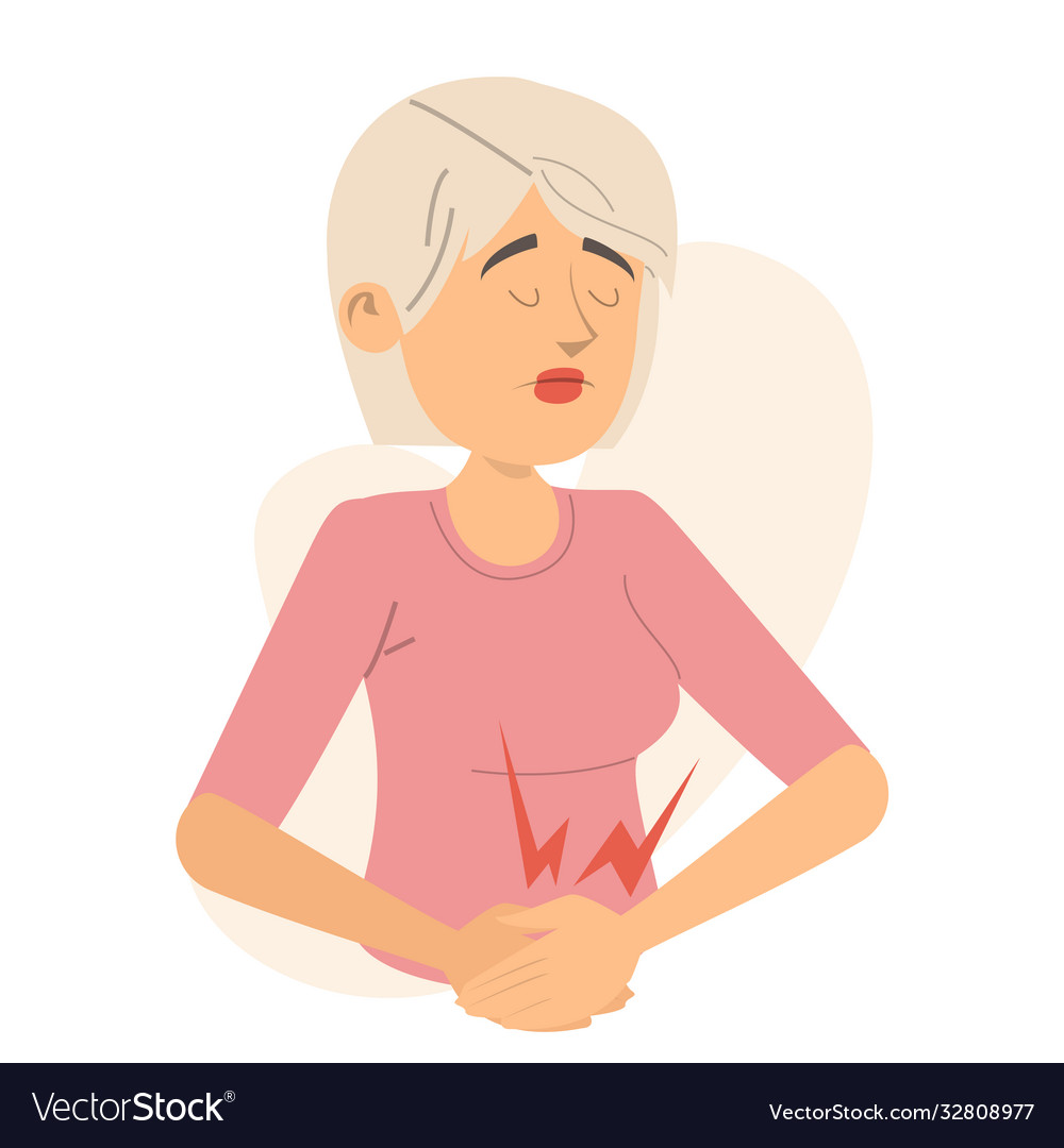 Woman feel pain abdomen isolated Royalty Free Vector Image