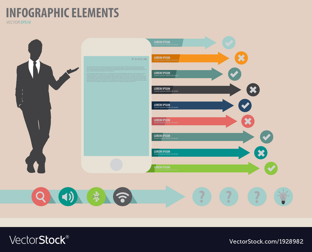 Businessman Presenting Touchscreen with Infographi