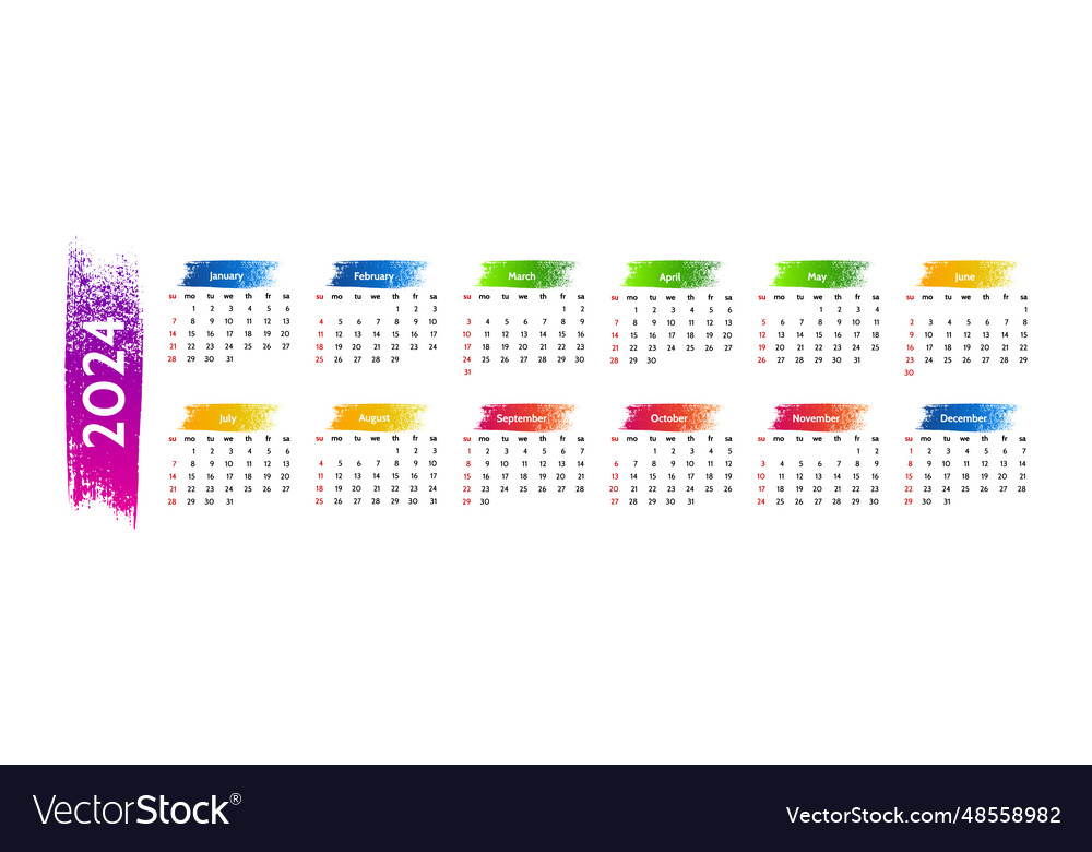 Calendar for 2024 isolated on a white background Vector Image