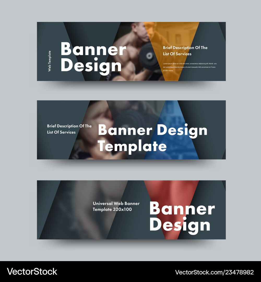 Design Of Black Horizontal Web Banners With Vector Image