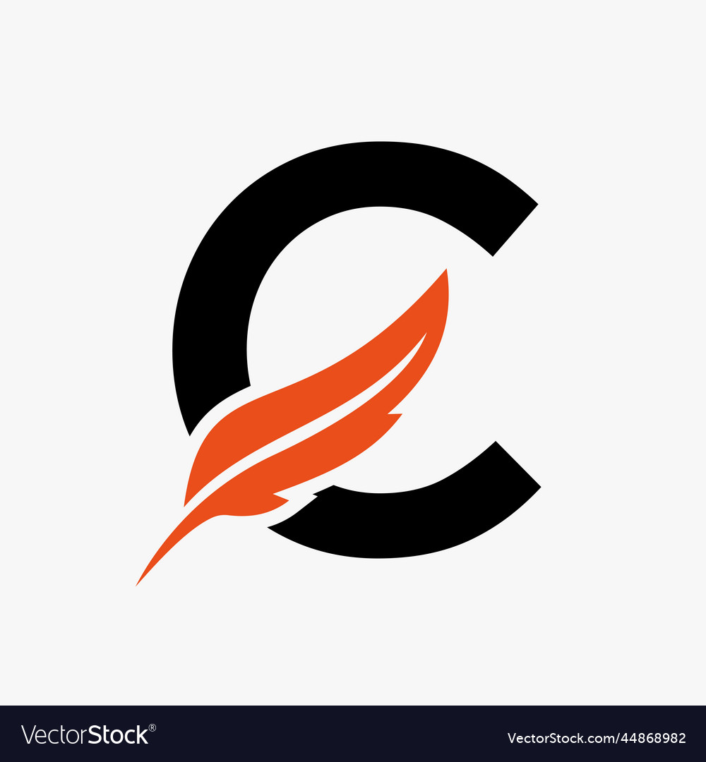 Feather logo on letter c template law bird