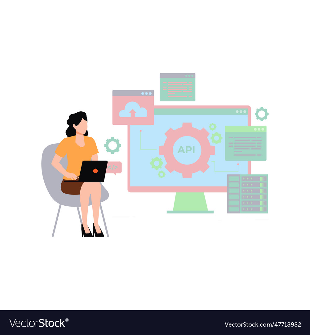 Girl is working on the api setting