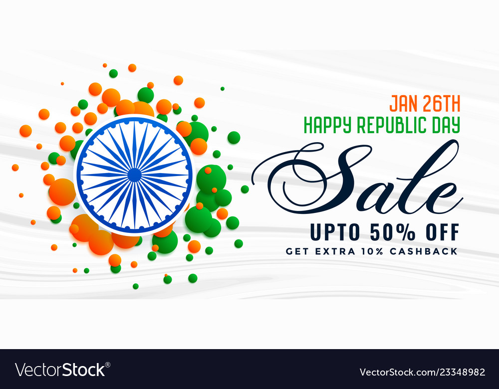 Happy Republic Day India Sale Banner Design Vector Image
