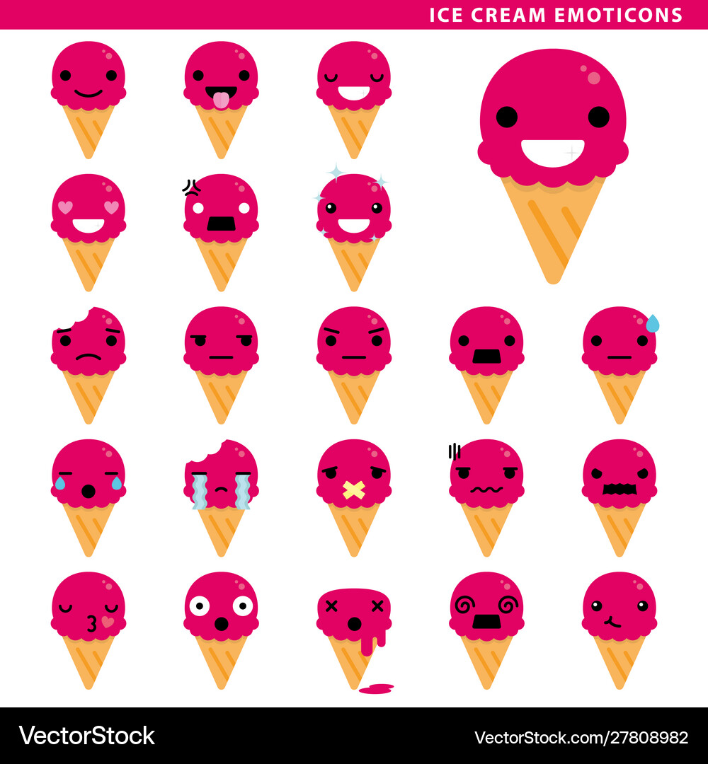 Ice Cream Emoticons Royalty Free Vector Image Vectorstock