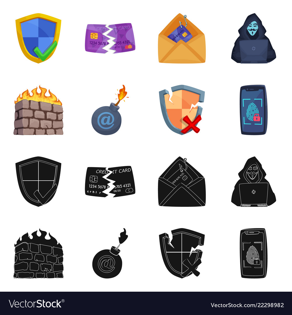 Isolated object of virus and secure symbol vector image Isolated object of virus and secure symbol