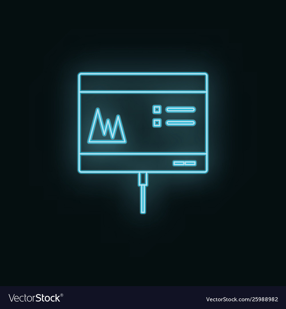 Monitor graphic neon icon web development vector image Monitor graphic neon icon web development