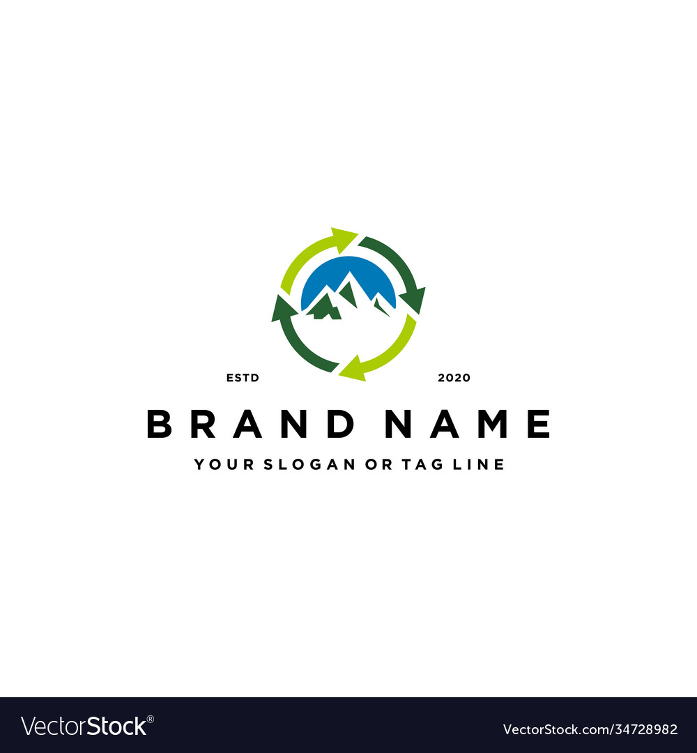 Mountain arrow circle recycling logo design