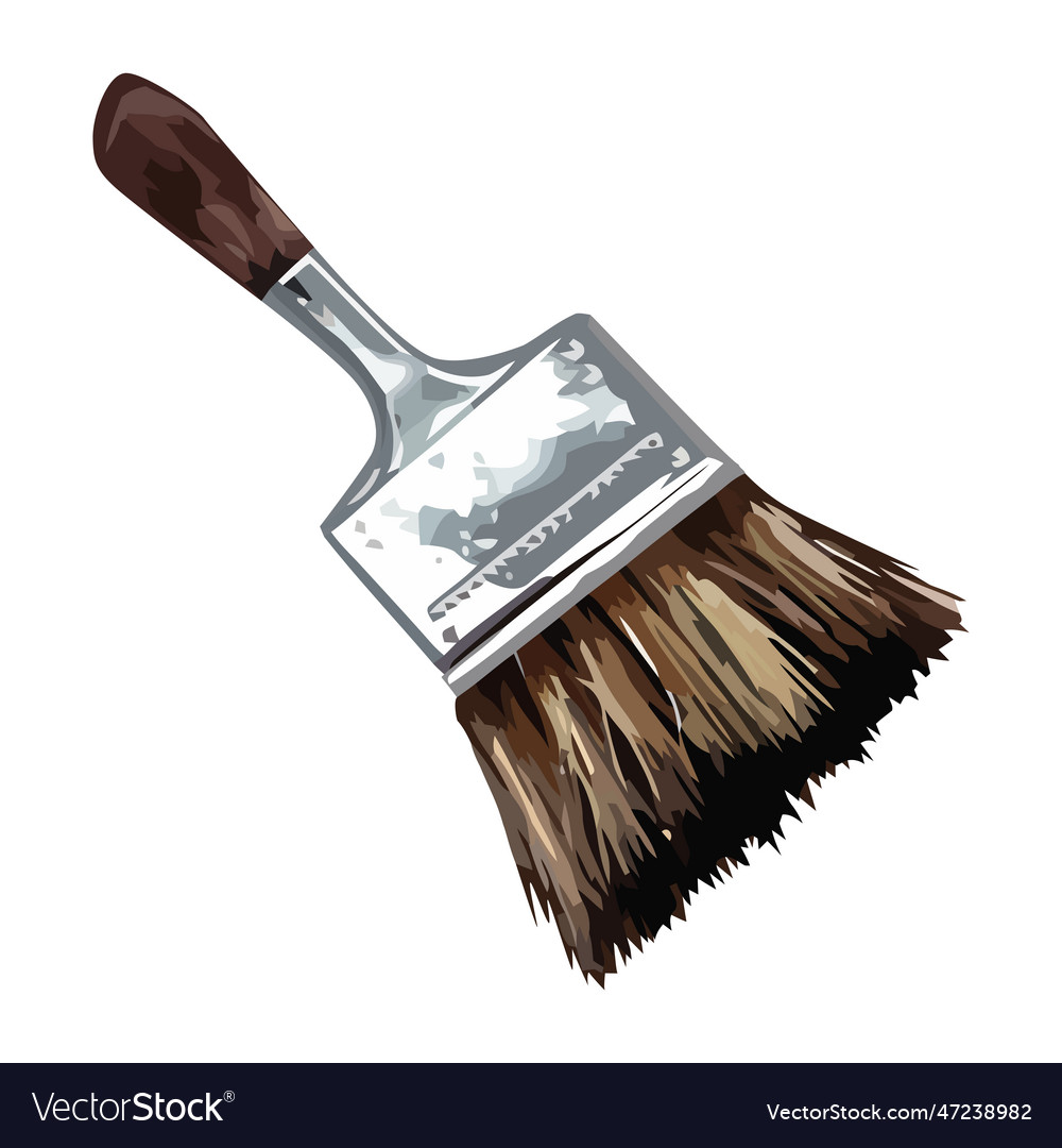 Paintbrush handle made of metal and wood Vector Image