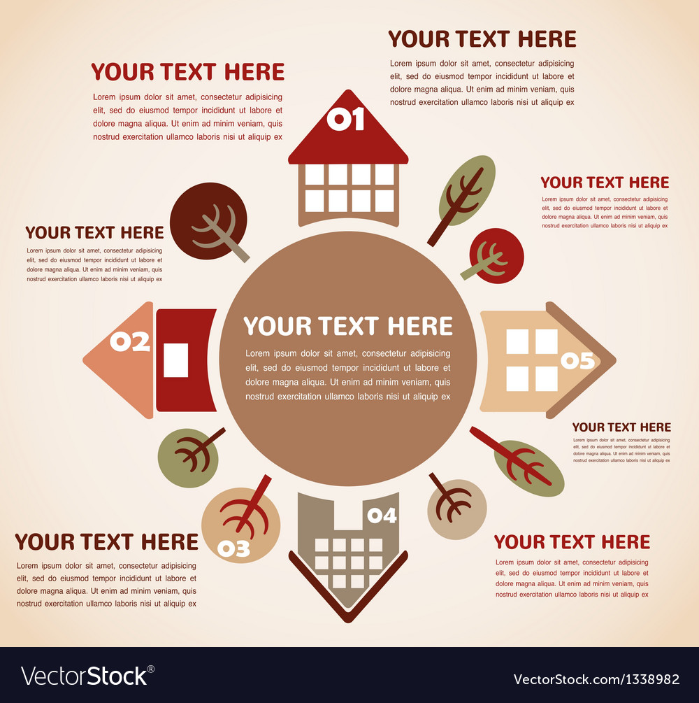 Retro infographic with houses and trees Royalty Free Vector