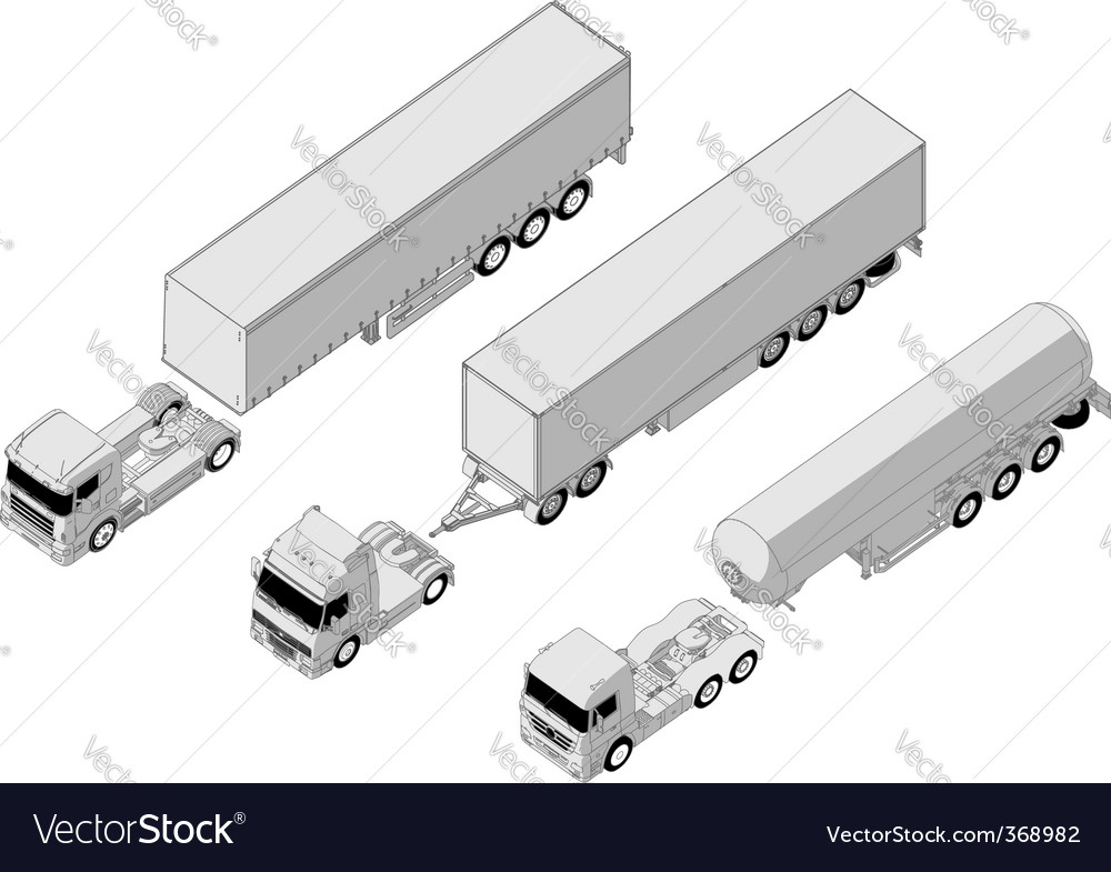 Semi truck set Royalty Free Vector Image - VectorStock