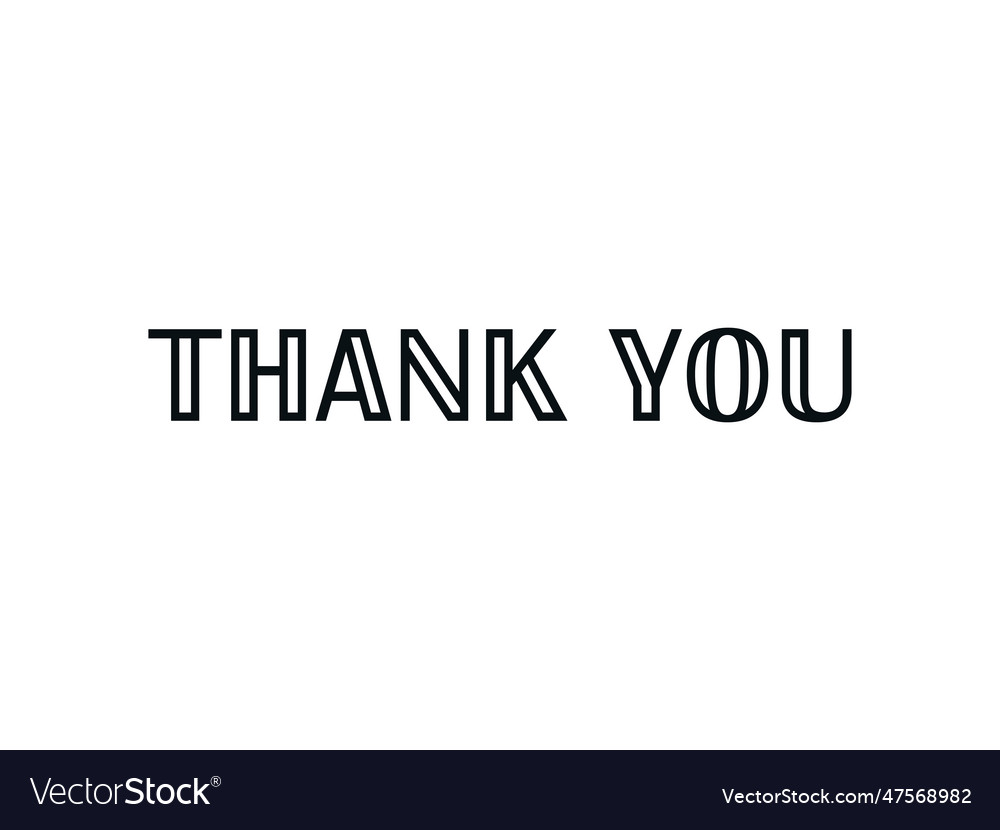 Thank You Card Black Text Hand Drawn Lettering Vector Image