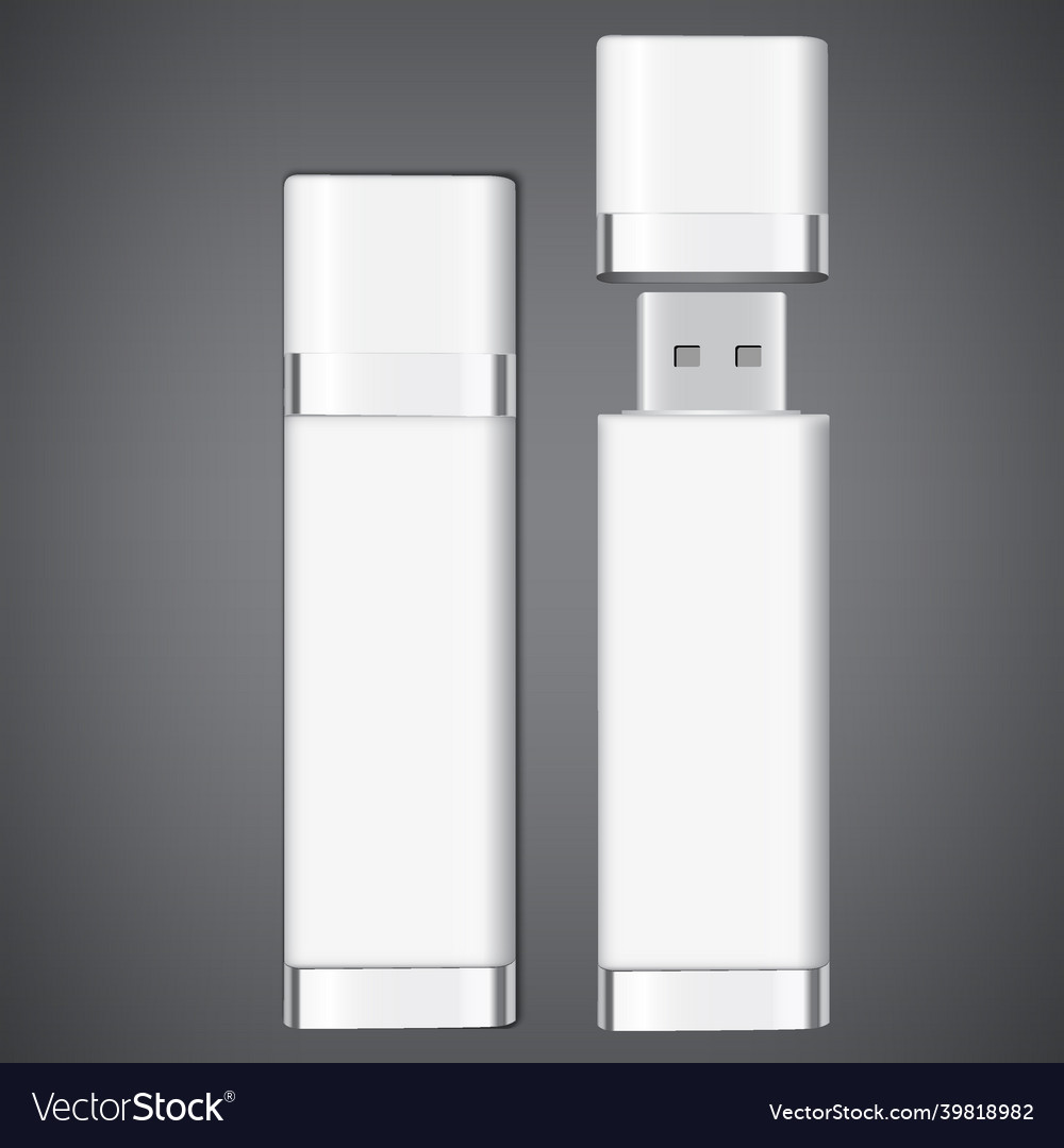 Usb flash memory set isolated on the gray vector image Usb flash memory set isolated on the gray