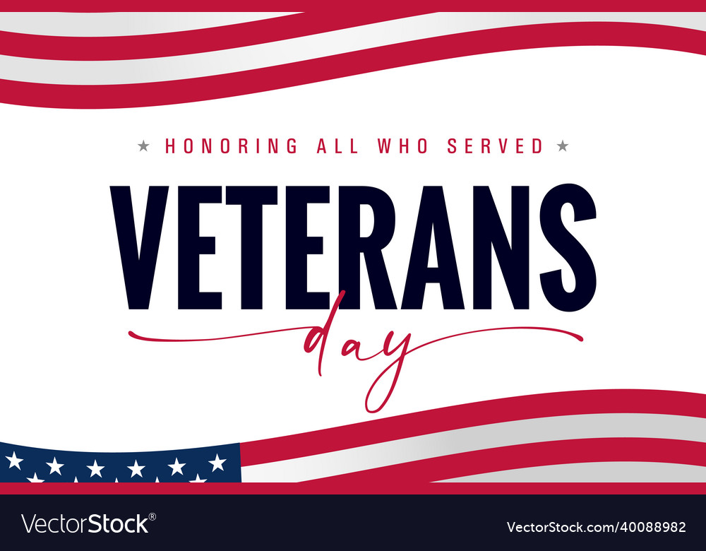 Veterans day usa lettering banner Royalty Free Vector Image