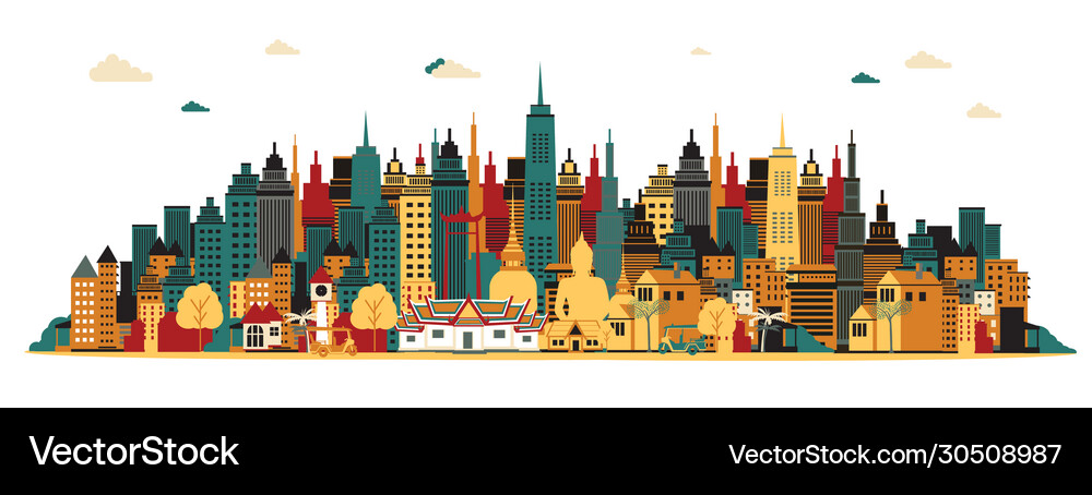 Bangkok City Royalty Free Vector Image Vectorstock