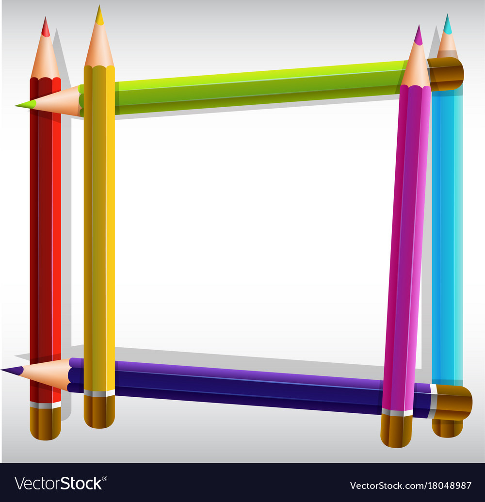 Border template with color pencils Royalty Free Vector Image