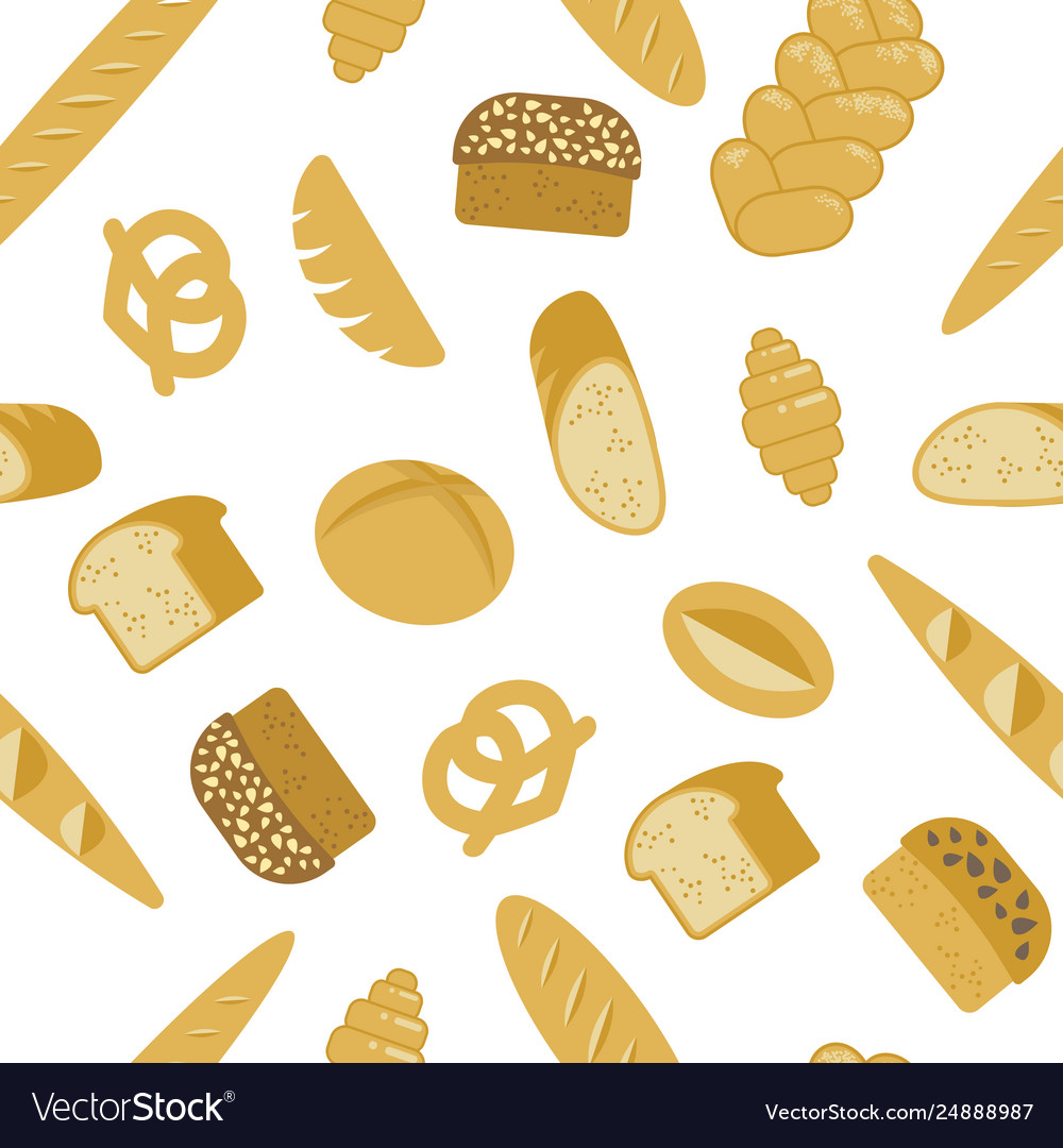 Bread seamless pattern different types