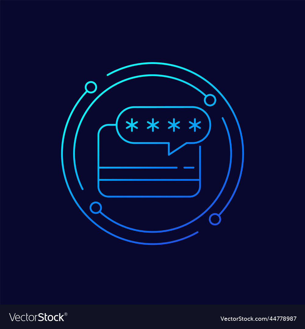 Card pin code icon linear design