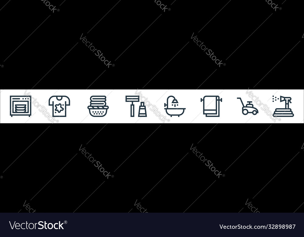 Cleaning line icons linear set quality Vector Image Cleaning line icons linear set quality
