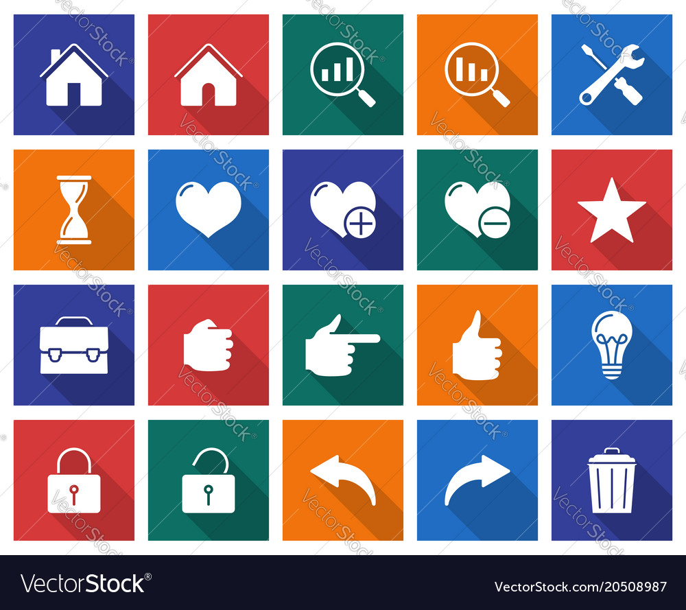 Collection of square icons user interface set 2