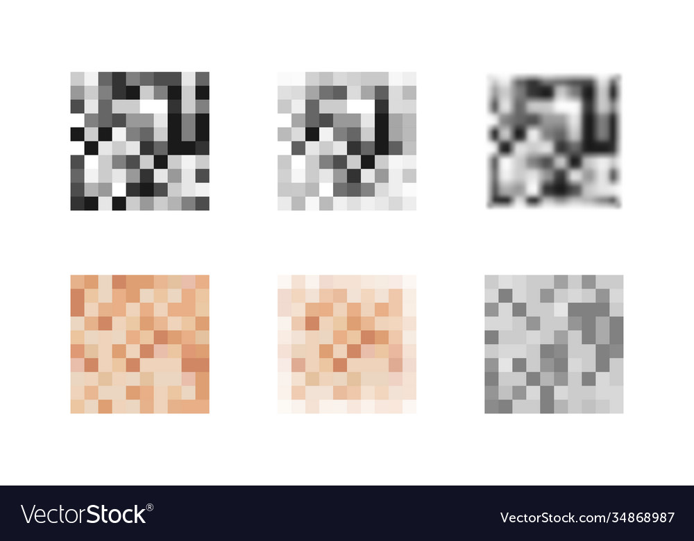 Collection Pixel Censor Blur Effect Textures Vector Image