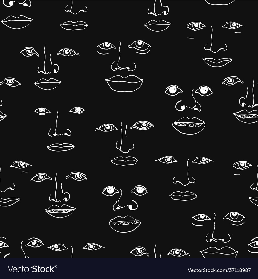 Different faces seamless pattern