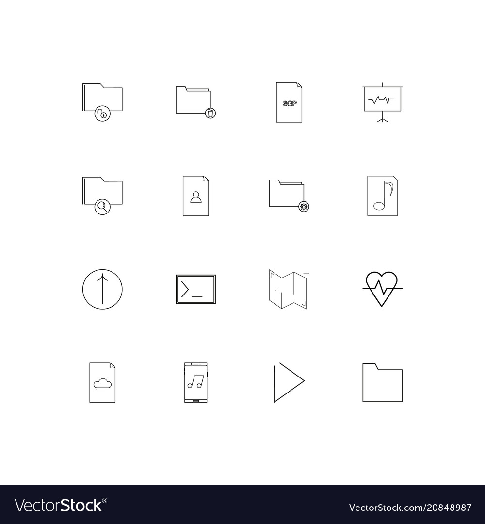 Files and folders sign linear thin icons set