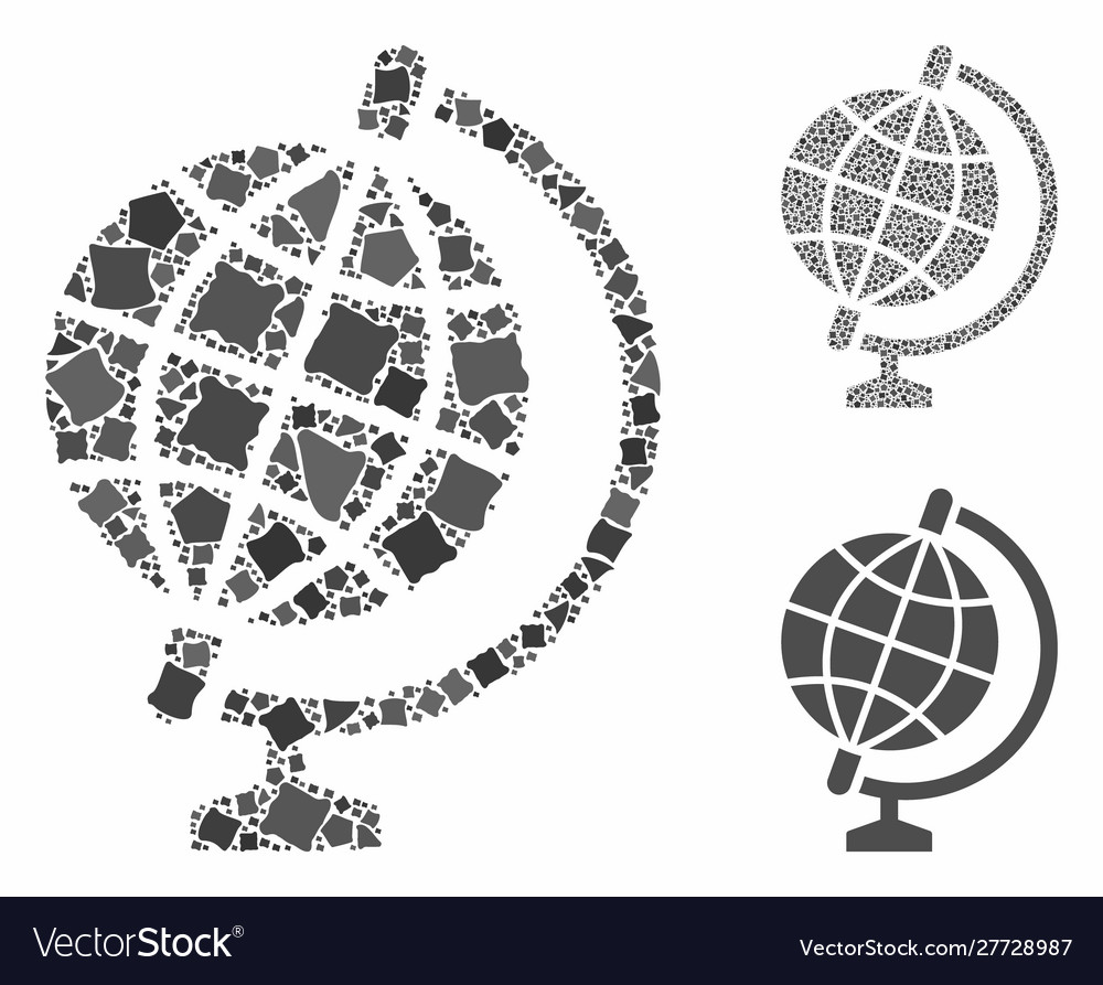 Globe mosaic icon humpy items Vector Image Globe mosaic icon humpy items